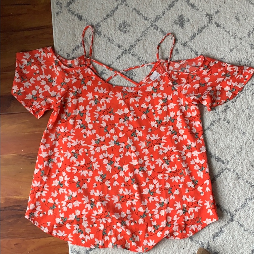 Orange floral off the shoulder top
